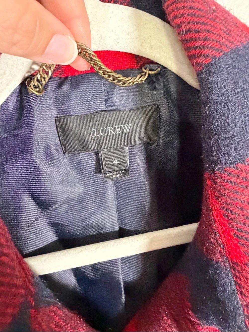 J. Crew Buffalo Plaid Peacoat Wool Jacket Red Navy Blue Checkered Plaid Women 4